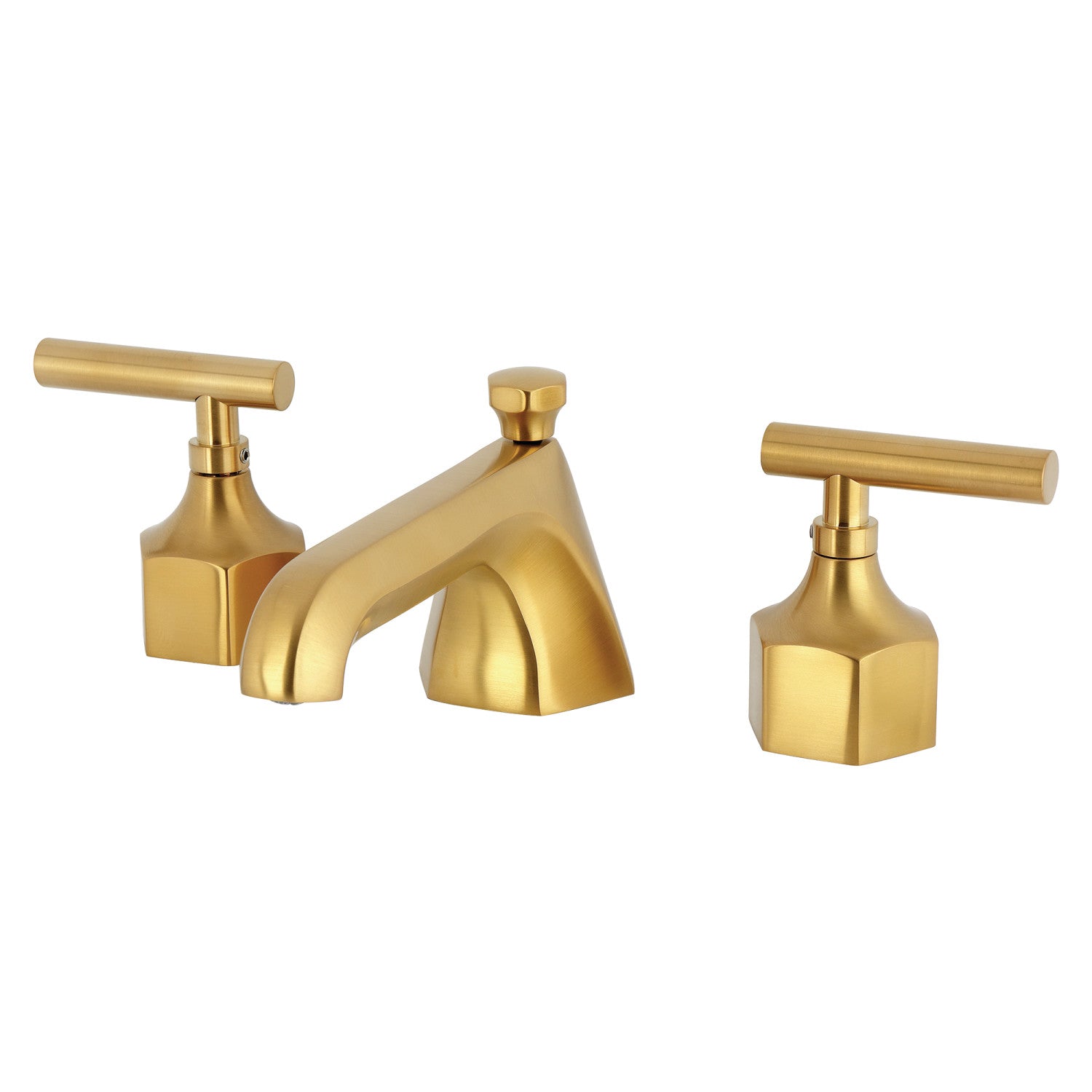 Kingston Sona KZ446CMLBG - Navei Two-Handle 3-Hole Deck Mount Widespread Bathroom Faucet with Brass Pop-Up, Brushed Gold — image 1